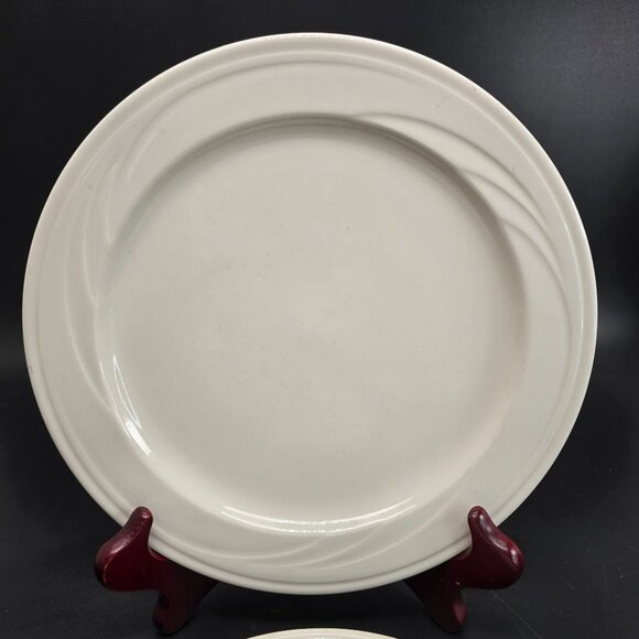 Vintage Syracuse China Ivory Plates & Small Dish Set Swirl and Plain DH1325 - Picture 3 of 10